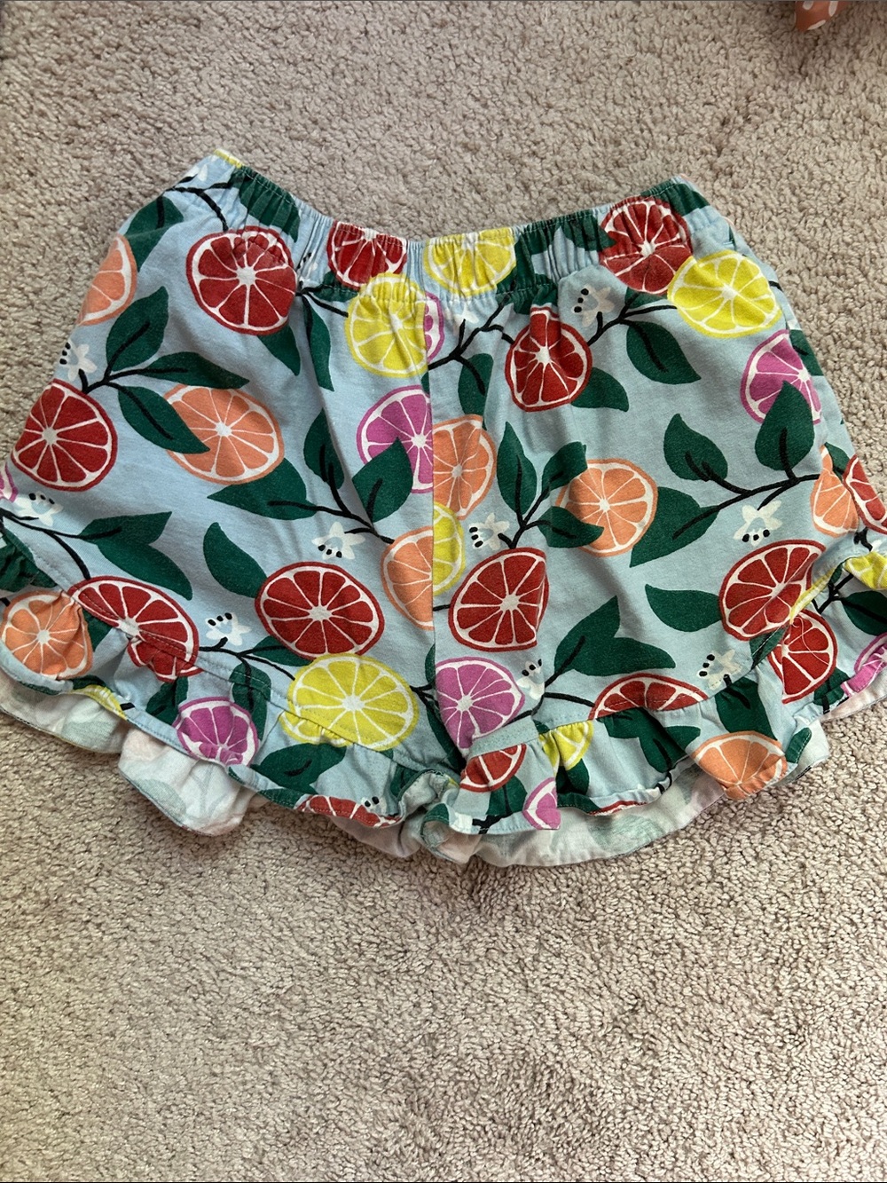 Hanna Andersson Citrus Fruit Ruffle Shorts 140 10